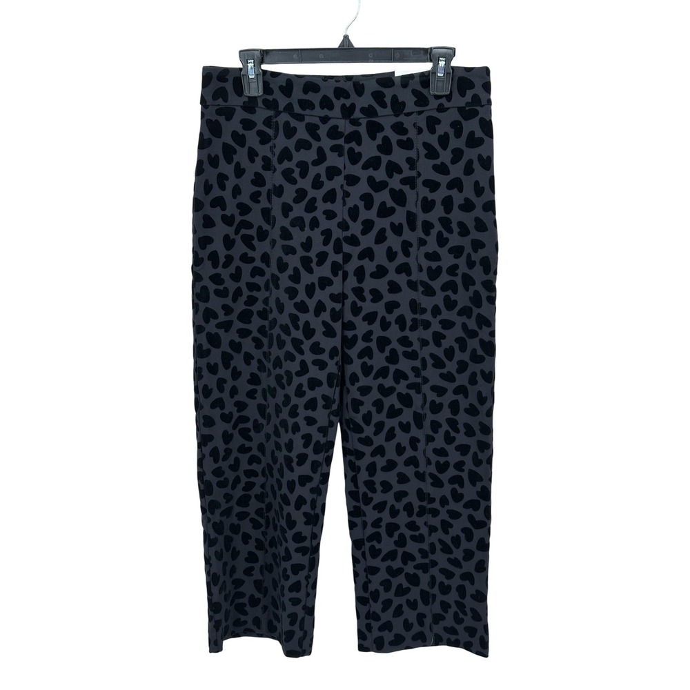 Ann Taylor Pants Womens 8 Black Gray Velvet Hearts High Rise Ankle Whimsigoth